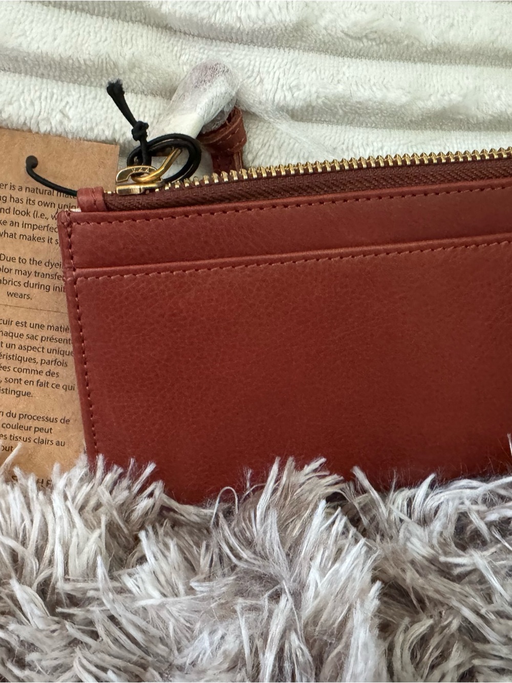 NWT Margot New York Tori Bi-Fold Leather Zip Card Wallet - Rust Brown - Picture 5 of 5